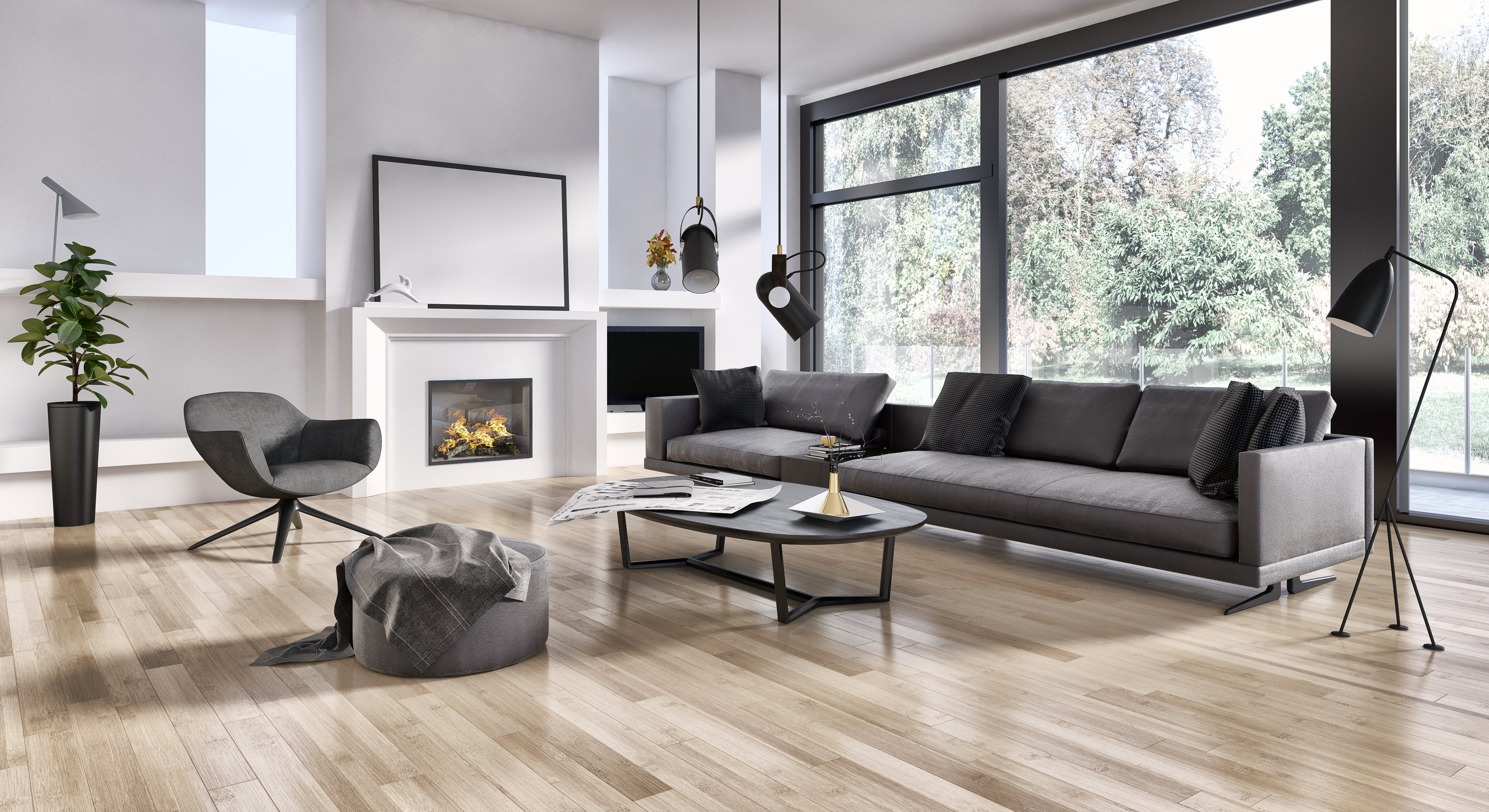 Modern living room with hardwood flooring from Success Floor Covering LLC in Oakland, MD